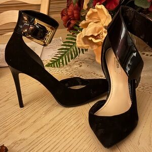 Guess Black Heels with Gold Accent